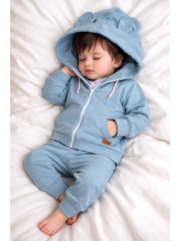 Stalowy niebieski - komplet z zamkiem i kapturem Stalowy niebieski - komplet z zamkiem i kapturem